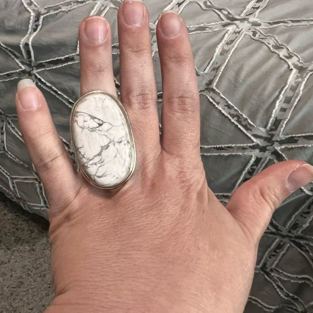 Statement Sterling Silver Howlite Ring - image 2